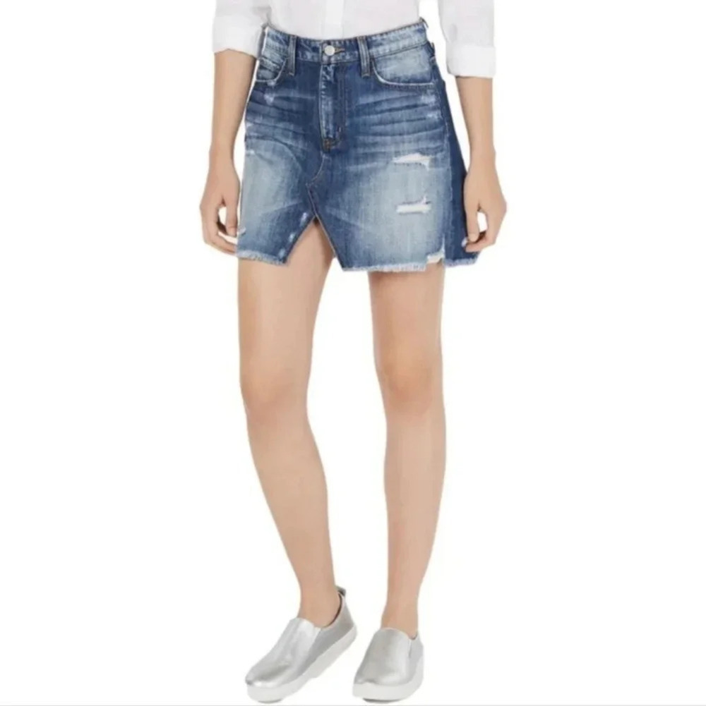 Flying Monkey Distressed Denim Skirt, Color Blue Size 27